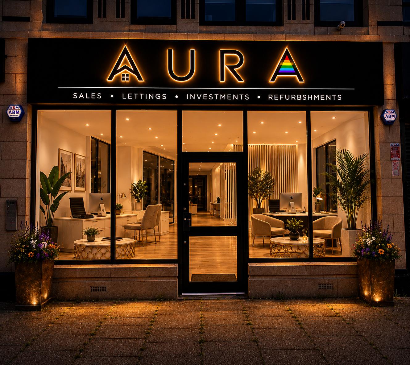 Aura Property office at night